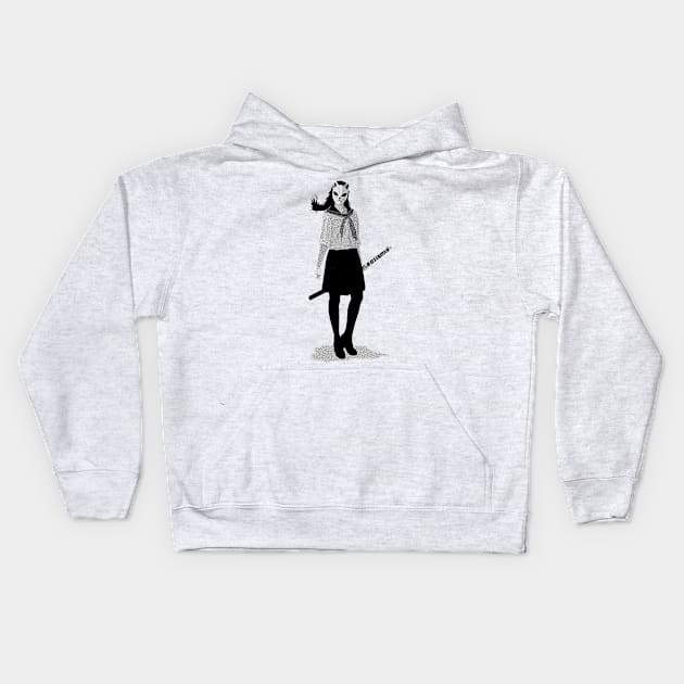 Highschool Kunoichi (Black and White) Kids Hoodie by MythoCulture